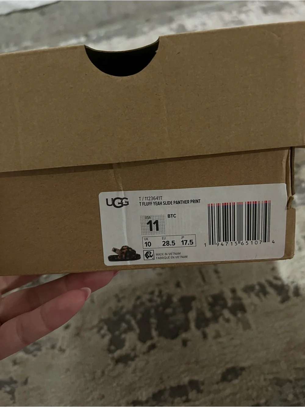NEW UGG Brown Panther Print Fluff Yeah Slides Size 11 Toddler